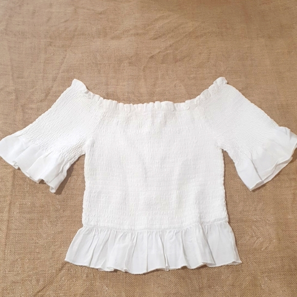 SHOWPO Size 12 White Boho Stretch Crop Top - Picture 4 of 5